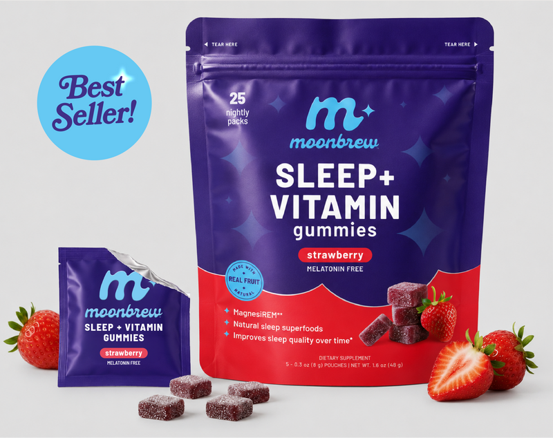MoonBrew  Sleep Gummies with Dual Magnesium & Daily Vitamins (Melatonin-Free)