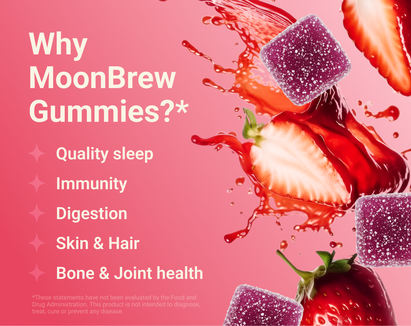 MoonBrew  Sleep Gummies with Dual Magnesium & Daily Vitamins (Melatonin-Free)